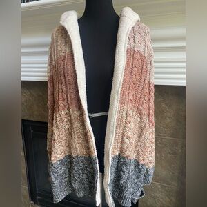 Multicolor Hooded Cardigan